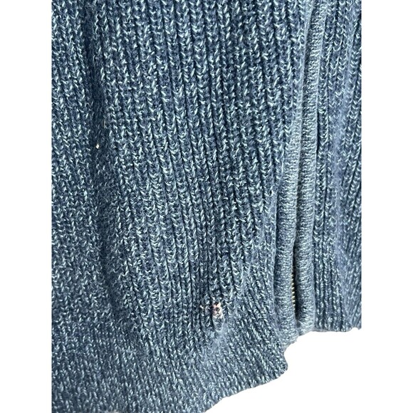 LL Bean Zip Up Sweater Womens Size L Large Blue Chunky Cable Knit Cotton‎ - Picture 5 of 11